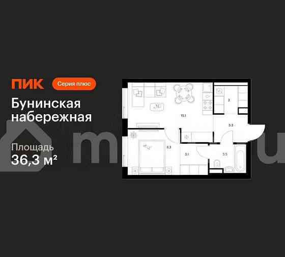1-комн. квартира, 36.3 м2, 4/16 эт. Москва