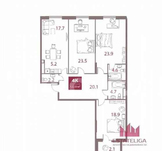 3-комн. квартира, 123 м2, 7/30 эт. Москва