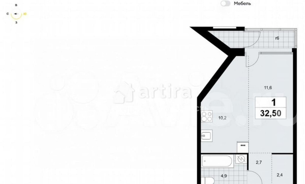 Студия, 32.5 м2, 5/16 эт. Москва - изображение 1