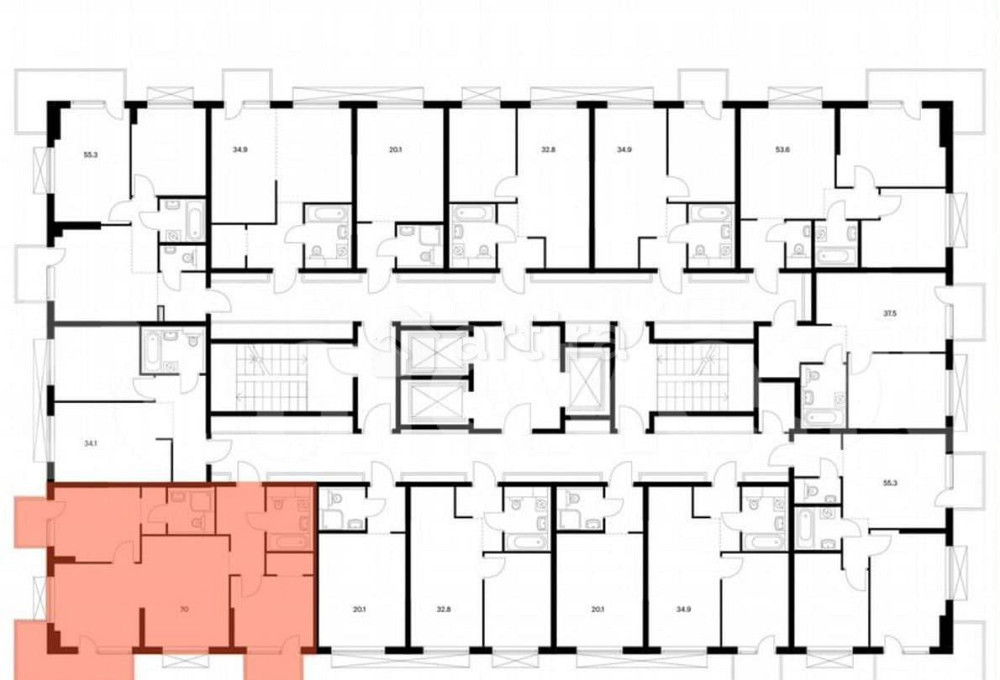 2-комн. апарт-ы, 70 м2, 4/24 эт. Москва - изображение 3