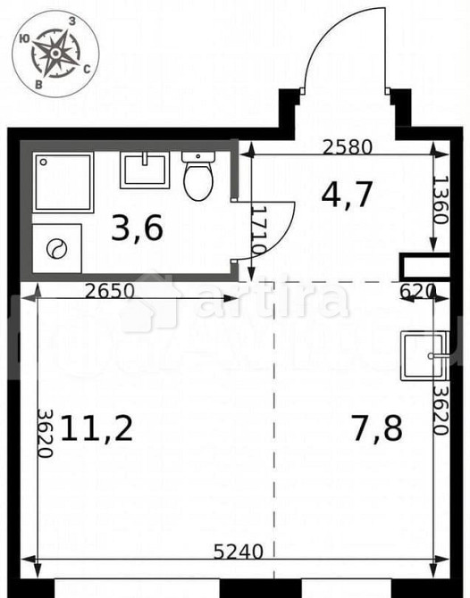 Студия, 27.3 м2, 18/24 эт. Москва - изображение 1