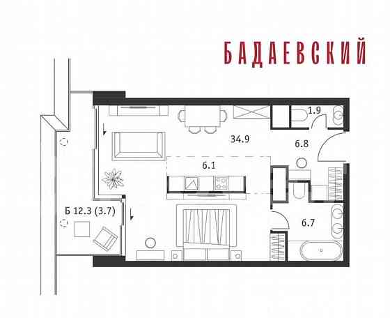 1-комн. квартира, 60.1 м2, 14/18 эт. Москва