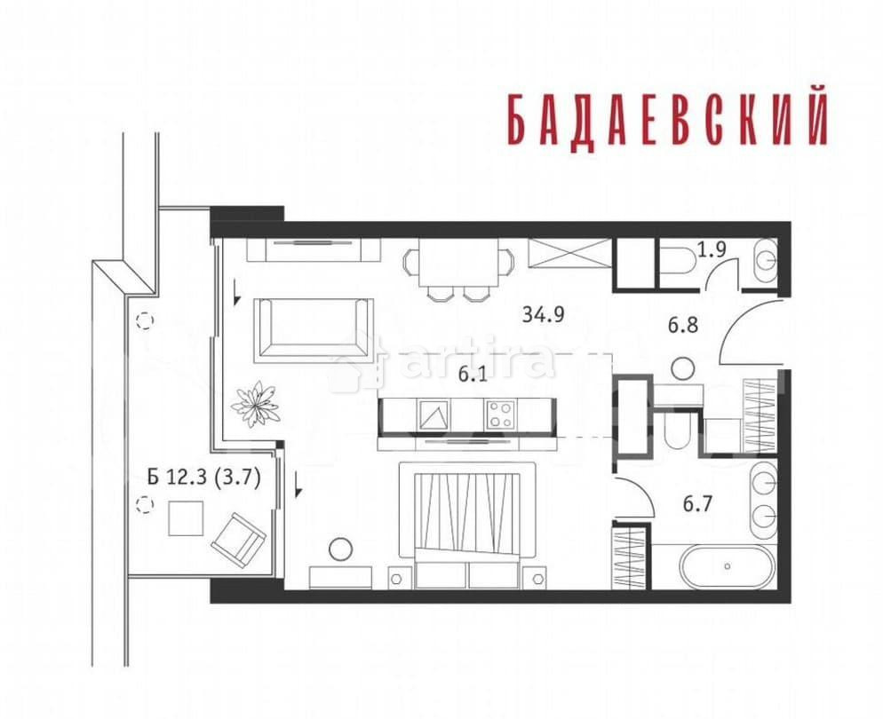 1-комн. квартира, 60.1 м2, 14/18 эт. Москва - изображение 5