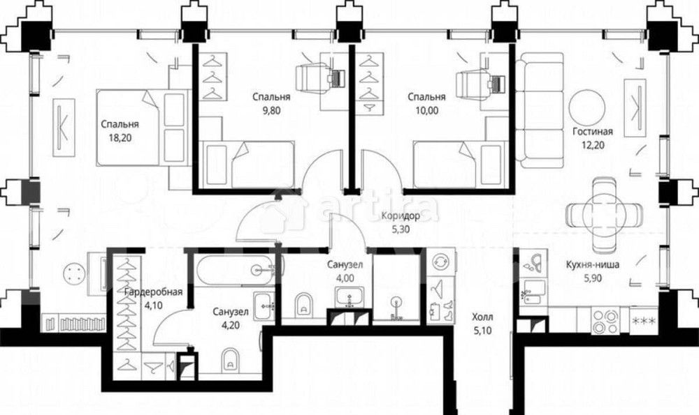 3-комн. квартира, 78.8 м2, 43/45 эт. Москва - изображение 7