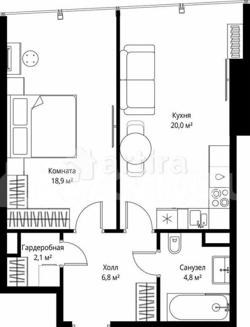 1-комн. квартира, 52.6 м2, 36/90 эт. Москва - изображение 5