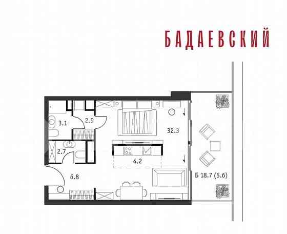 1-комн. квартира, 57.6 м2, 17/18 эт. Москва