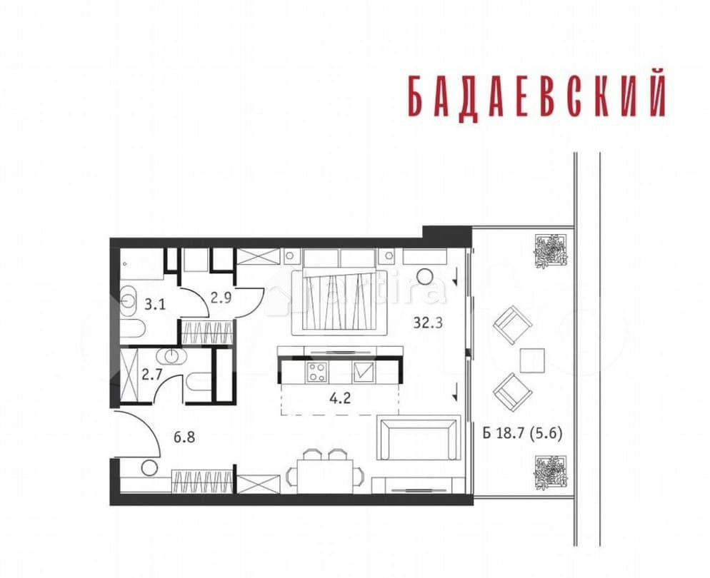 1-комн. квартира, 57.6 м2, 17/18 эт. Москва - изображение 5