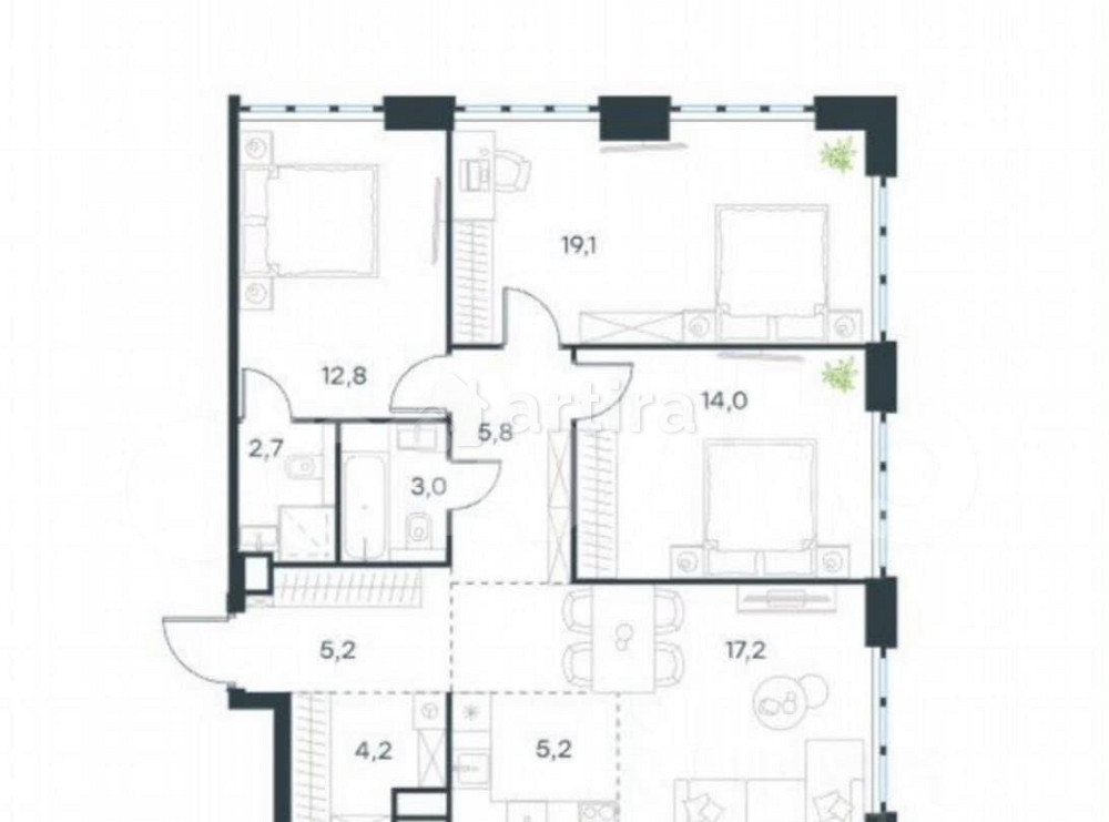 4-комн. квартира, 90 м2, 29/47 эт. Москва - изображение 2
