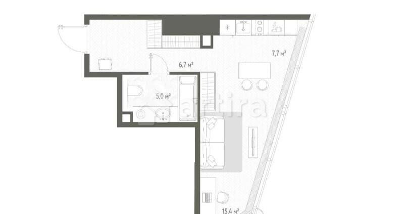 Студия, 34.8 м2, 43/90 эт. Москва - изображение 1