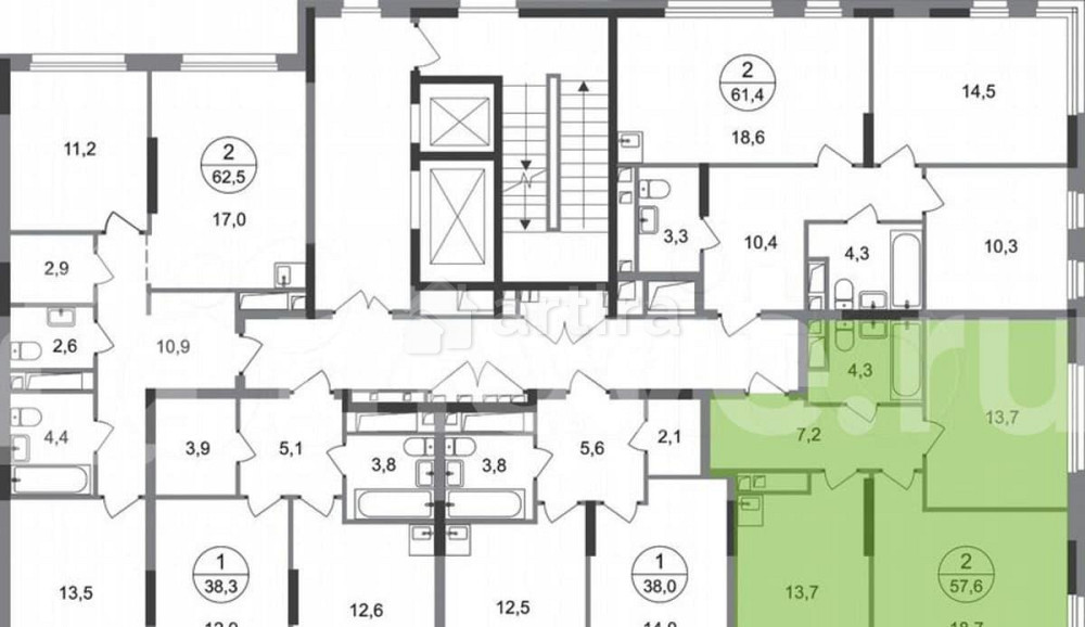 2-комн. квартира, 57.6 м2, 3/17 эт. Москва - изображение 7