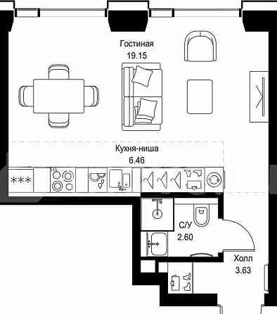 Студия, 31.8 м2, 17/52 эт. Москва