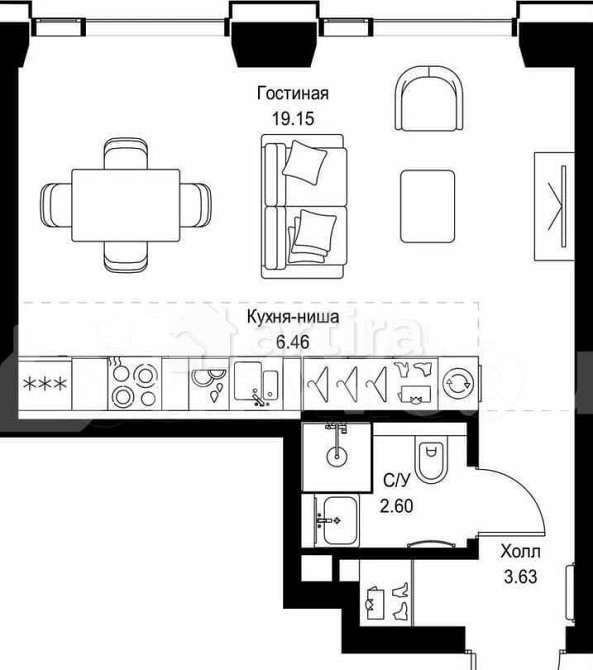 Студия, 31.8 м2, 17/52 эт. Москва - изображение 4