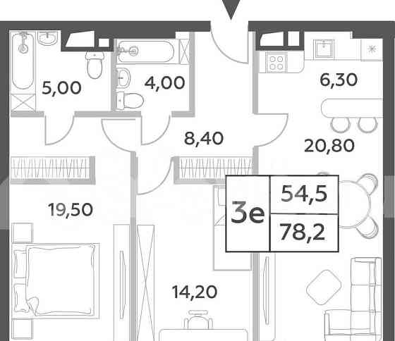 3-комн. пентхаус, 78.2 м2, 33/52 эт. Москва