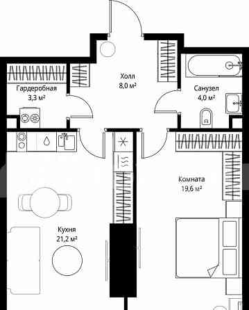 1-комн. квартира, 56.1 м2, 42/90 эт. Москва