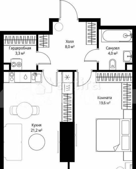1-комн. квартира, 56.1 м2, 42/90 эт. Москва - изображение 5
