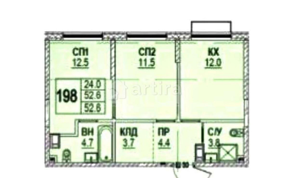 2-комн. квартира, 52.6 м2, 10/28 эт. Москва - изображение 1