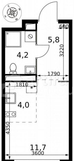 Студия, 25.7 м2, 18/25 эт. Москва - изображение 1