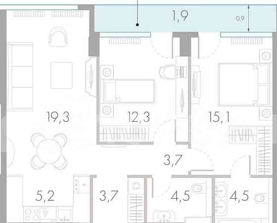 3-комн. квартира, 70.6 м2, 24/45 эт. Москва