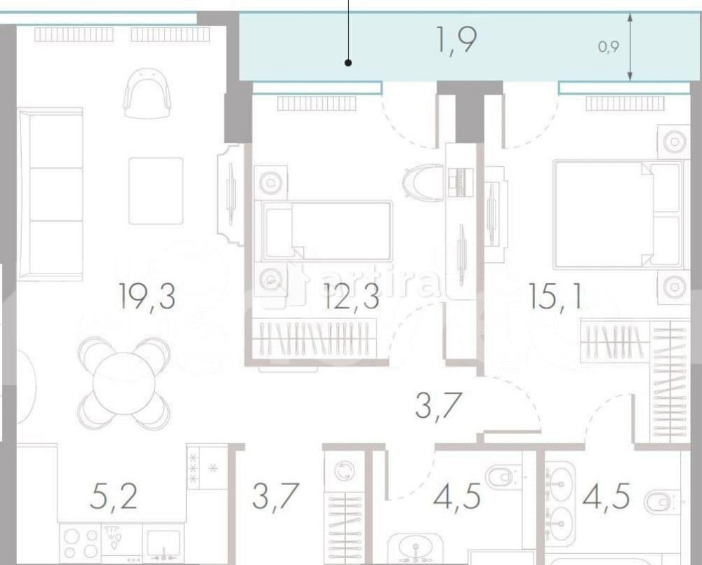 3-комн. квартира, 70.6 м2, 24/45 эт. Москва - изображение 1