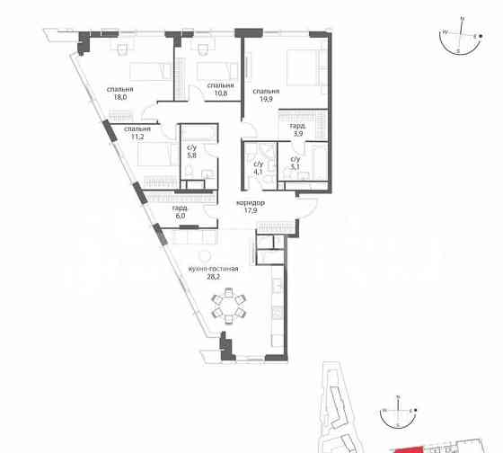 4-комн. квартира, 130.9 м2, 22/38 эт. Москва