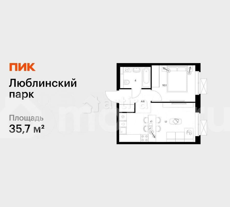 1-комн. квартира, 35.7 м2, 16/25 эт. Москва - изображение 1