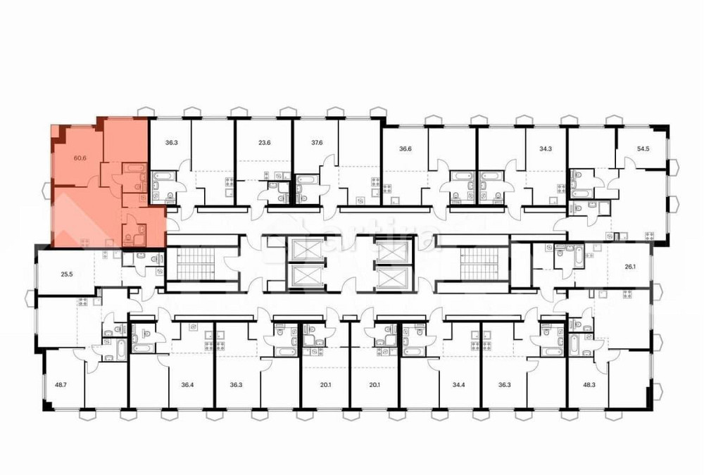 2-комн. квартира, 60.6 м2, 23/24 эт. Москва - изображение 2