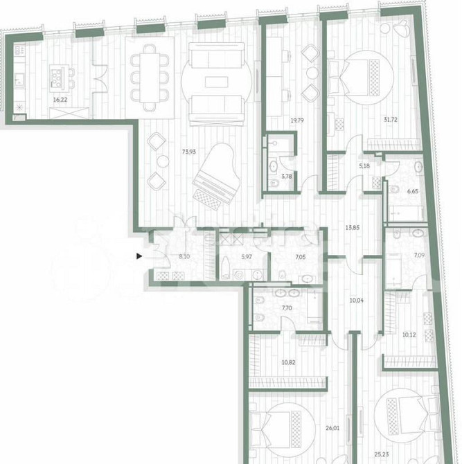 3-комн. квартира, 296.1 м2, 3/7 эт. Москва - изображение 5