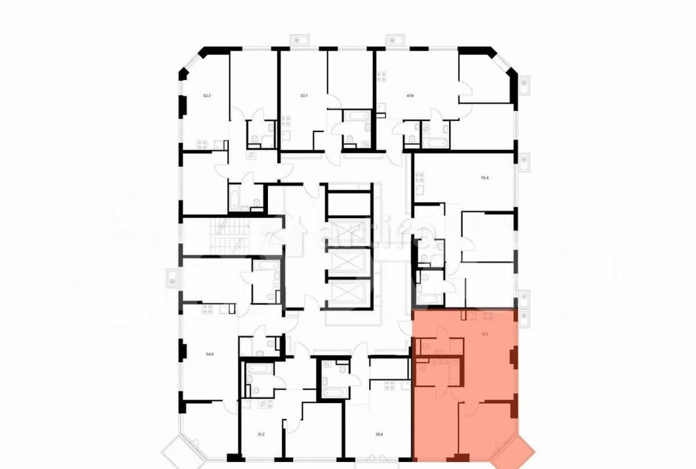 2-комн. квартира, 51.1 м2, 12/23 эт. Москва - изображение 2