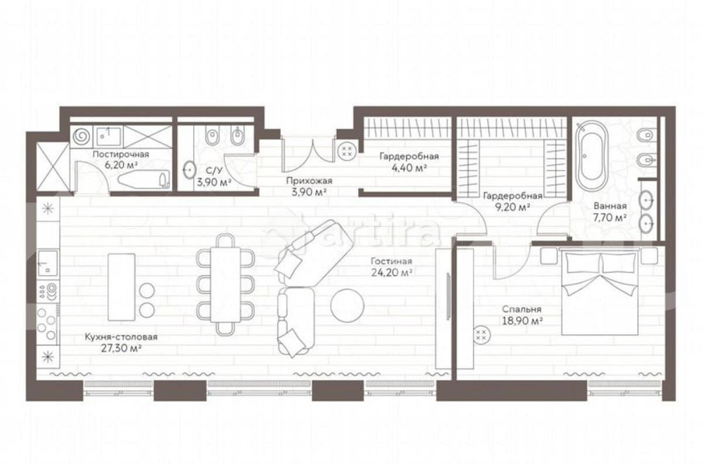 1-комн. пентхаус, 105.9 м2, 4/7 эт. Москва - изображение 5