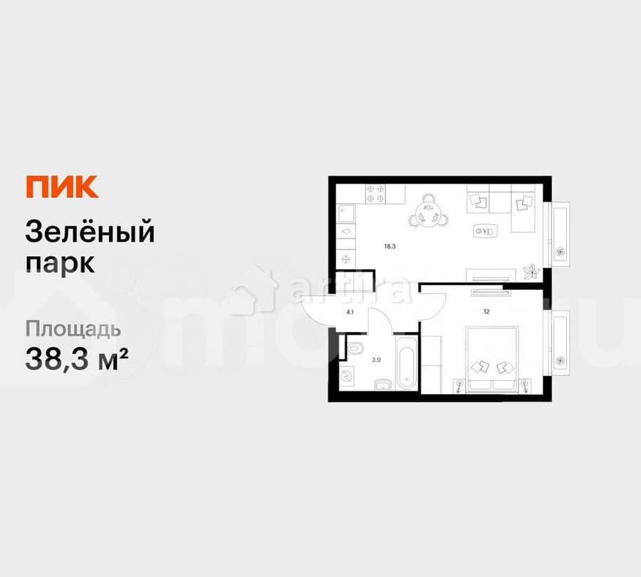 1-комн. квартира, 38.3 м2, 16/21 эт. Зеленоград - изображение 1