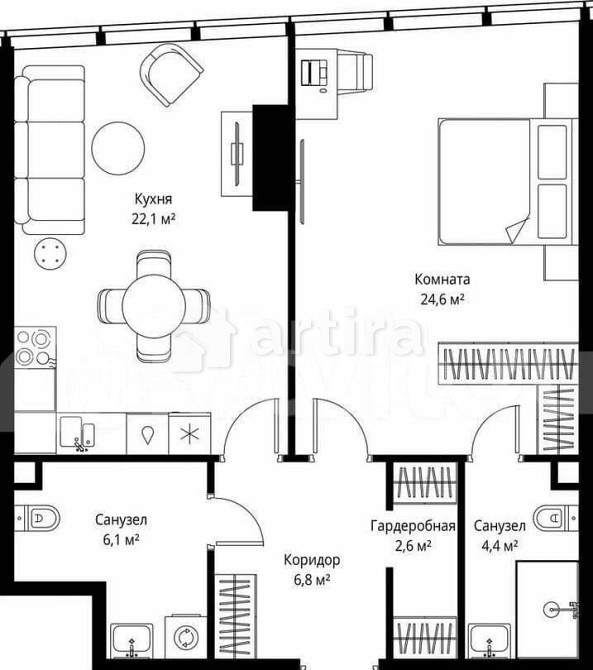 1-комн. квартира, 66.6 м2, 71/90 эт. Москва - изображение 2