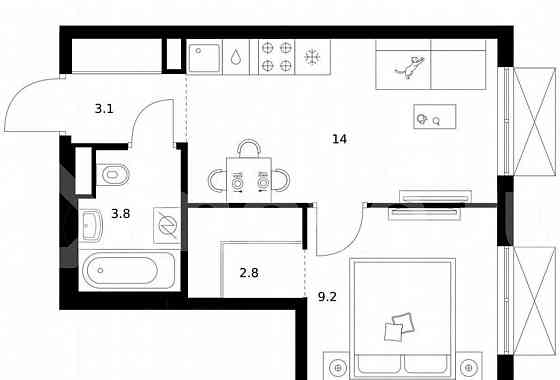 1-комн. квартира, 32.9 м2, 22/24 эт. Москва