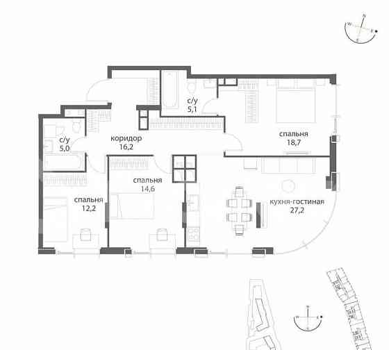 3-комн. квартира, 99 м2, 9/38 эт. Москва