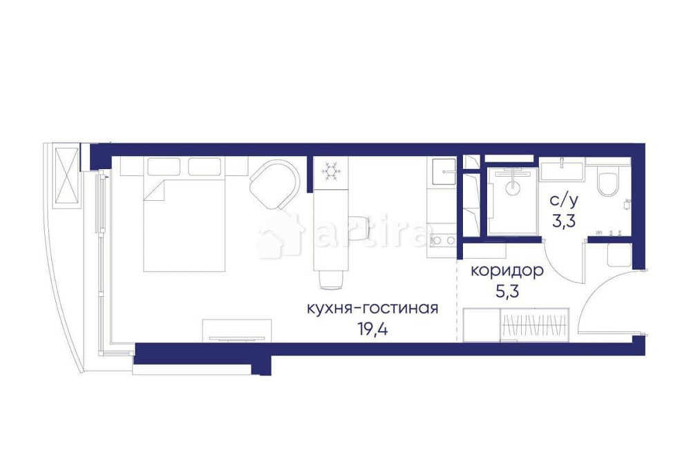 Студия, 28.02 м2, 4/12 эт. Москва - изображение 1
