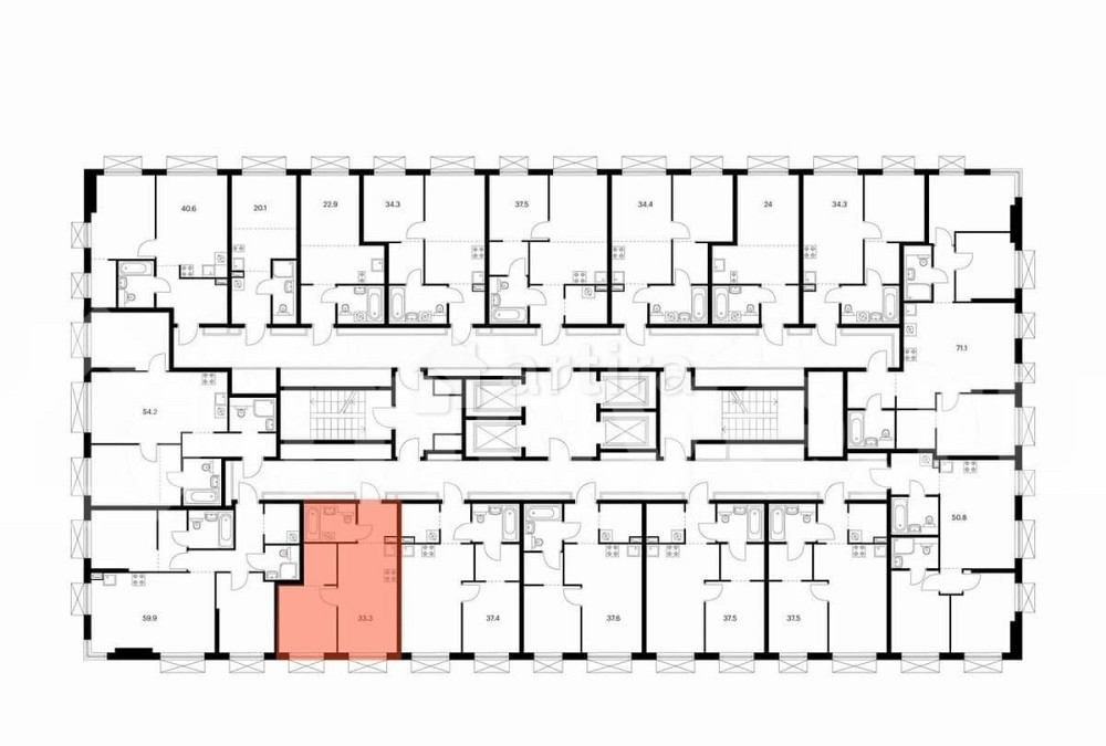 1-комн. квартира, 33.3 м2, 19/30 эт. Москва - изображение 2