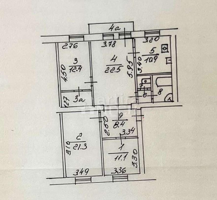 4-комн. квартира, 97.2 м2, 5/5 эт. Москва - изображение 1