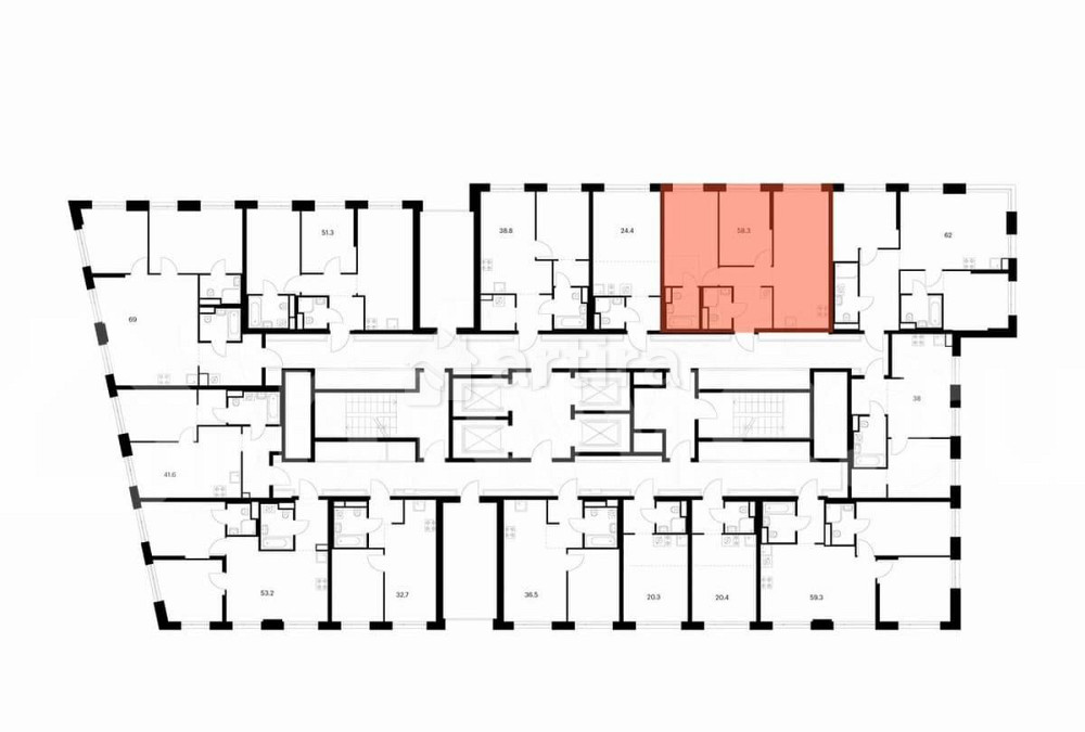 2-комн. квартира, 58.3 м2, 9/43 эт. Москва - изображение 2