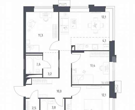 3-комн. апарт-ы, 72 м2, 2/14 эт. Москва