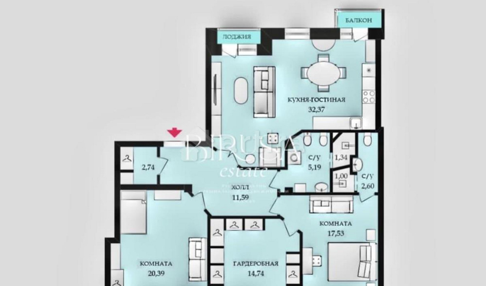 3-комн. квартира, 108.6 м2, 6/6 эт. Москва - изображение 11