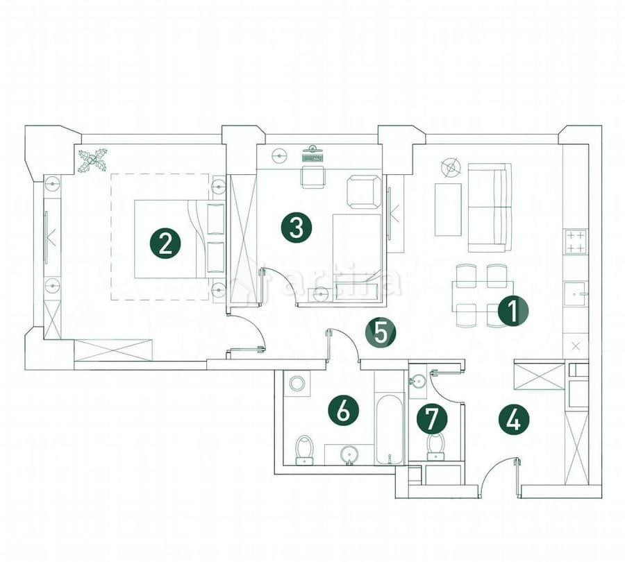 3-комн. квартира, 75.4 м2, 8/32 эт. Москва - изображение 7