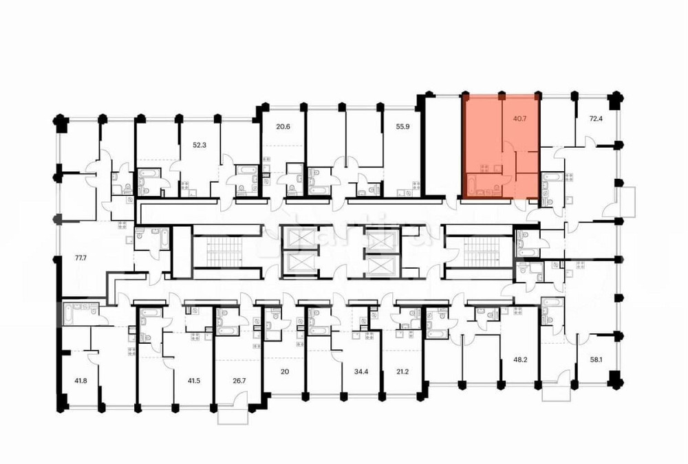 1-комн. квартира, 40.7 м2, 2/32 эт. Москва - изображение 3