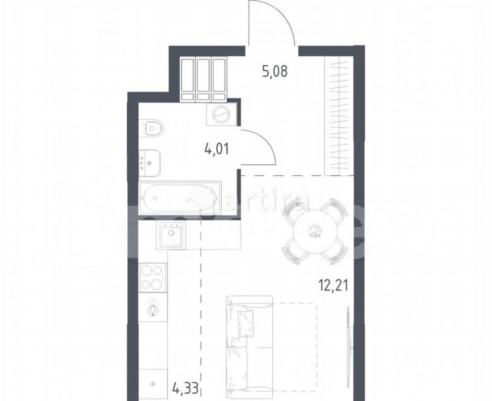 Студия, 25.6 м2, 22/23 эт. Москва - изображение 1