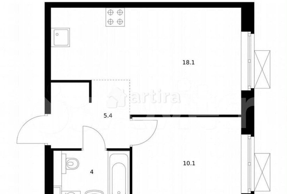 1-комн. квартира, 37.6 м2, 10/25 эт. Москва - изображение 1