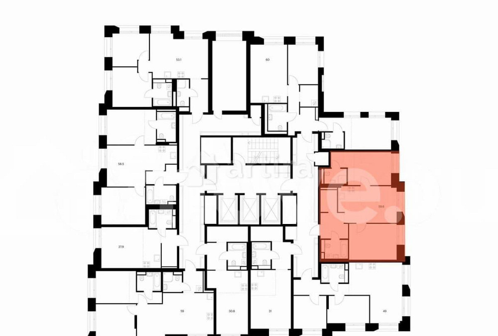 2-комн. квартира, 59.6 м2, 14/18 эт. Москва - изображение 3