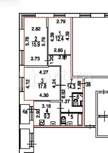 3-комн. квартира, 75 м2, 2/16 эт. Москва - изображение 3
