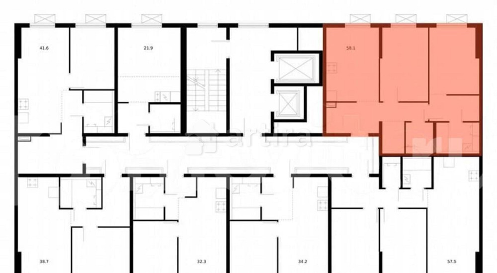 2-комн. квартира, 58.1 м2, 13/16 эт. Москва - изображение 3