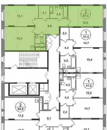 2-комн. квартира, 67.4 м2, 11/17 эт. Москва