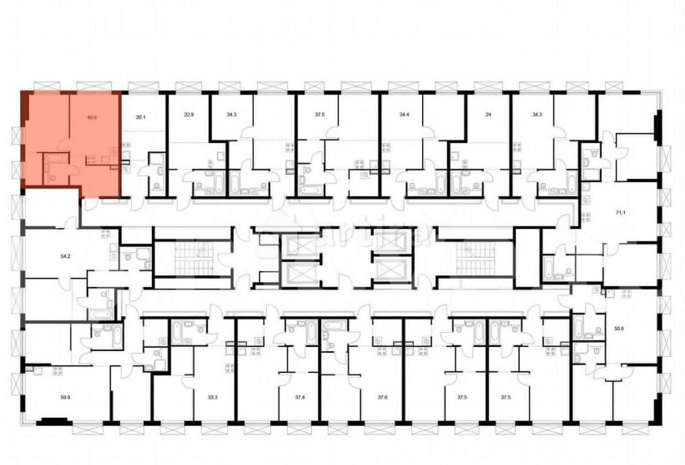 1-комн. квартира, 40.6 м2, 13/30 эт. Москва - изображение 2