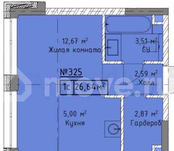 Студия, 26.6 м2, 5/25 эт. Москва