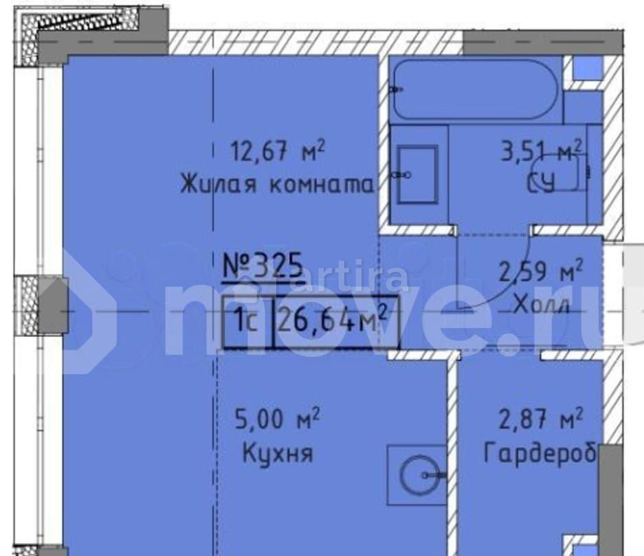 Студия, 26.6 м2, 5/25 эт. Москва - изображение 2